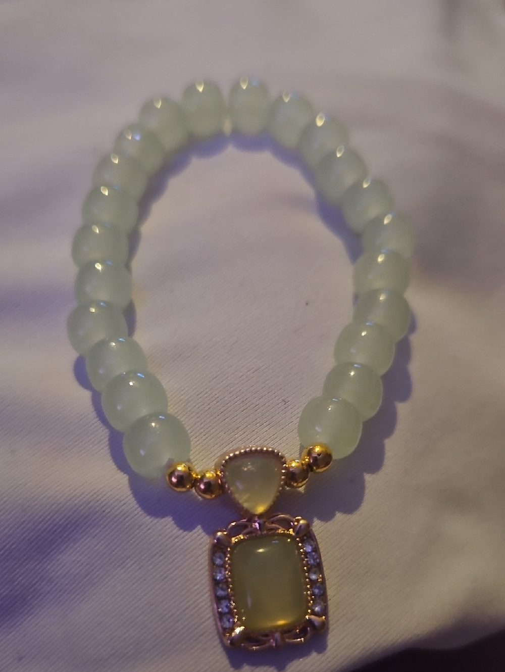 Prehnite Beaded Pendant Bracelet